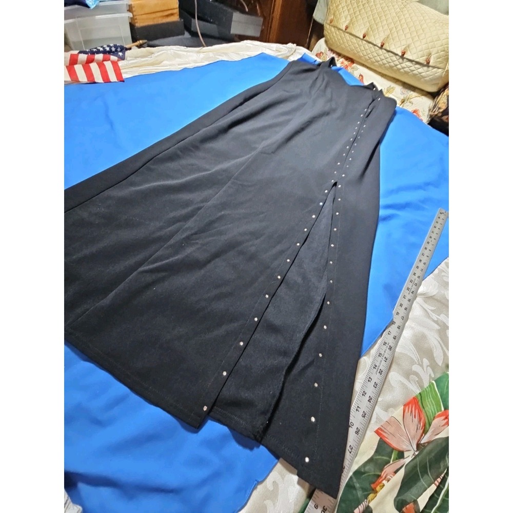 Cocktail Dress HIGH SLIT Rhinestones Vintage Y2K Onyx Nite Wendye Chaitin 18